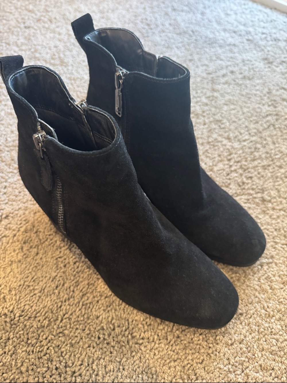 Blondo Black Suede Ankle Booties with Side Zips